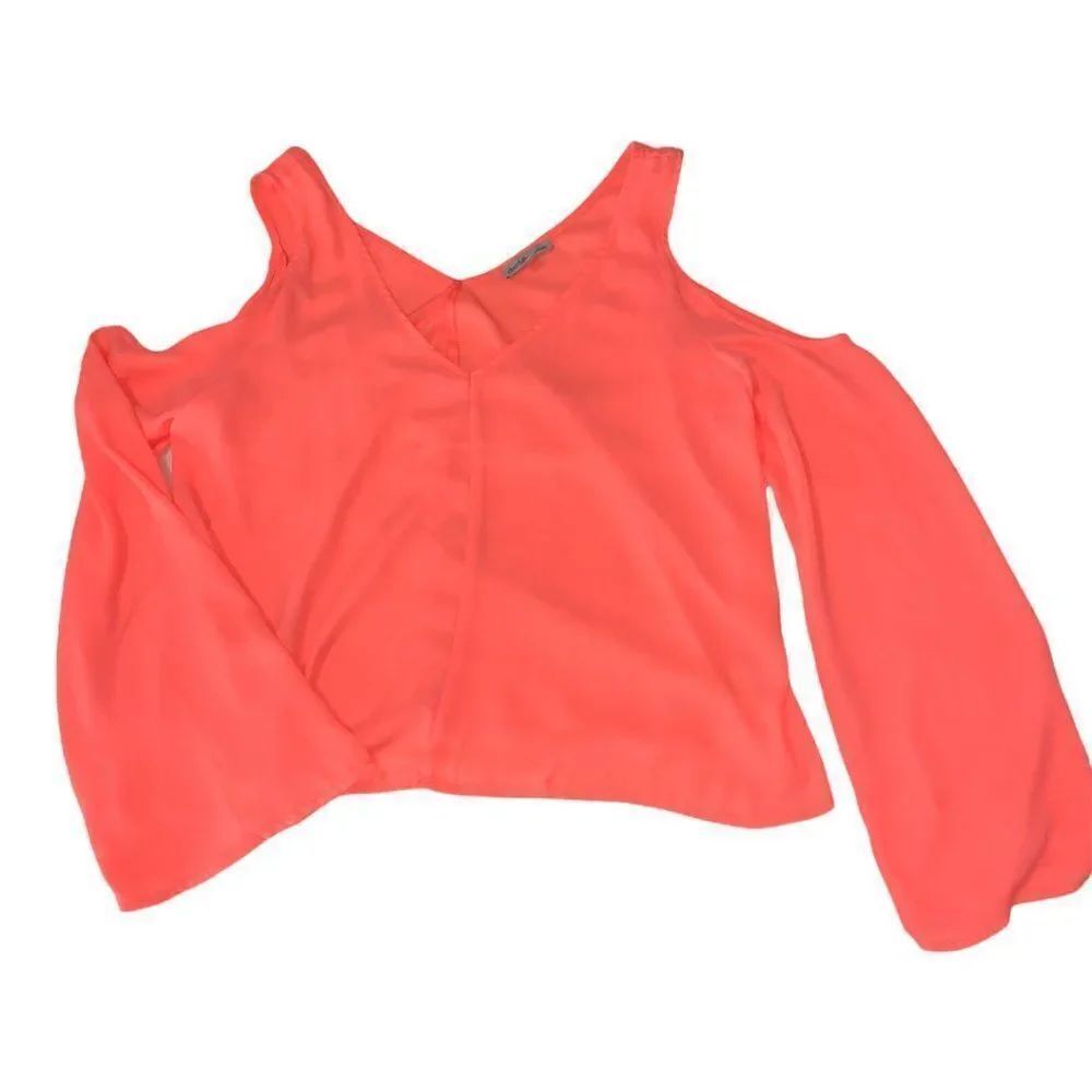 Charlotte Russe Bright Coral cut shoulder sleeve top
